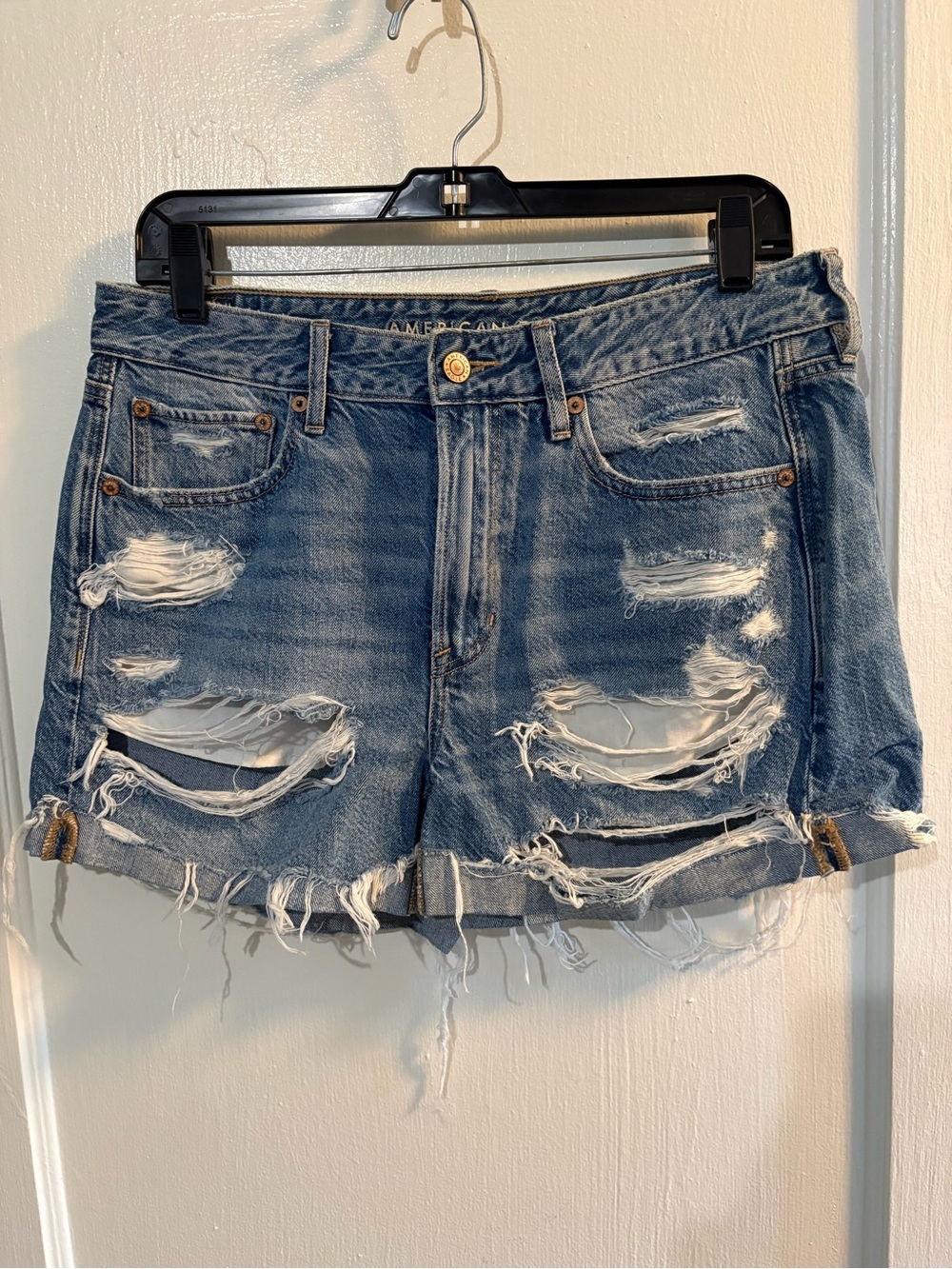 American Eagle Outfitters Distressed Blue Denim Cutoff Shorts